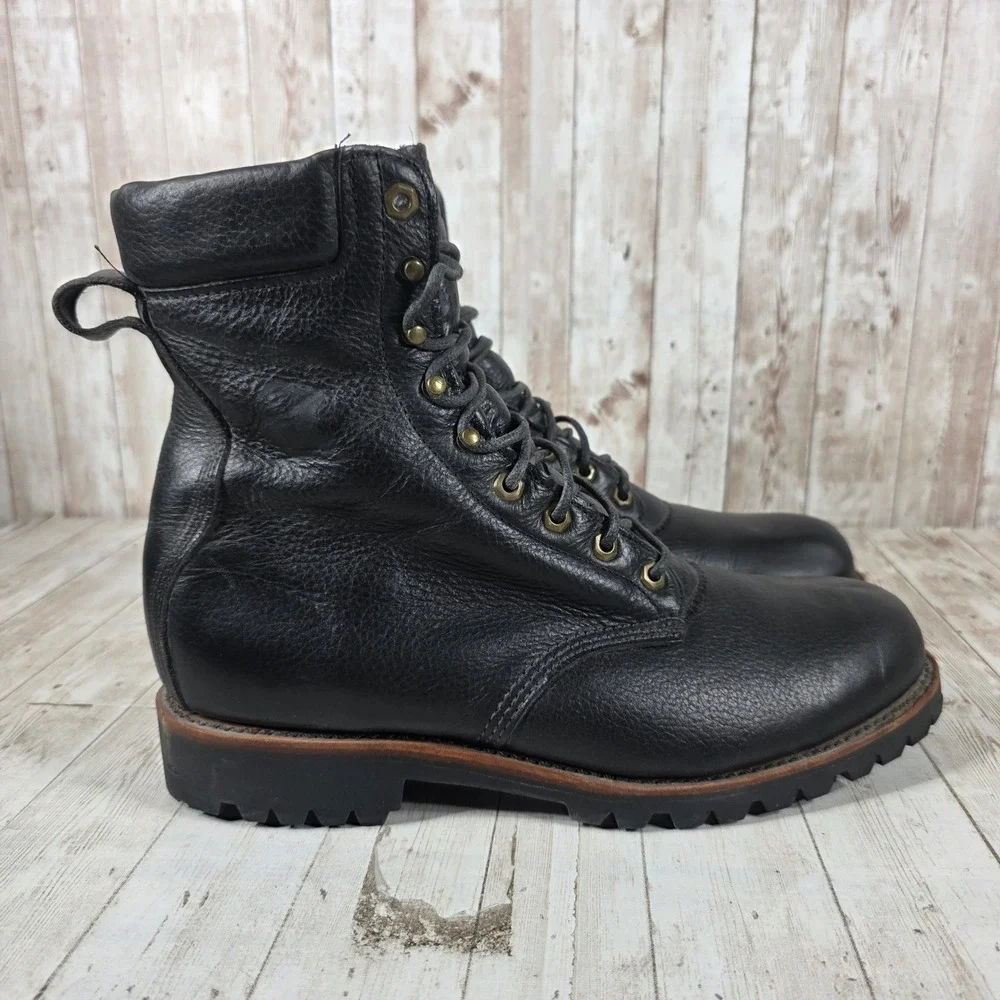 Chippewa Super Logger Boots Mens Black Leather Vibram Lug Sole USA Made 10.5 EEE